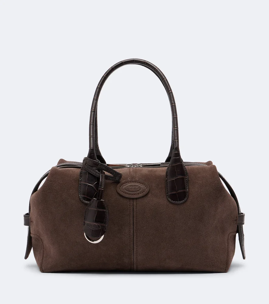 Bauletto Small suede top-handle bag