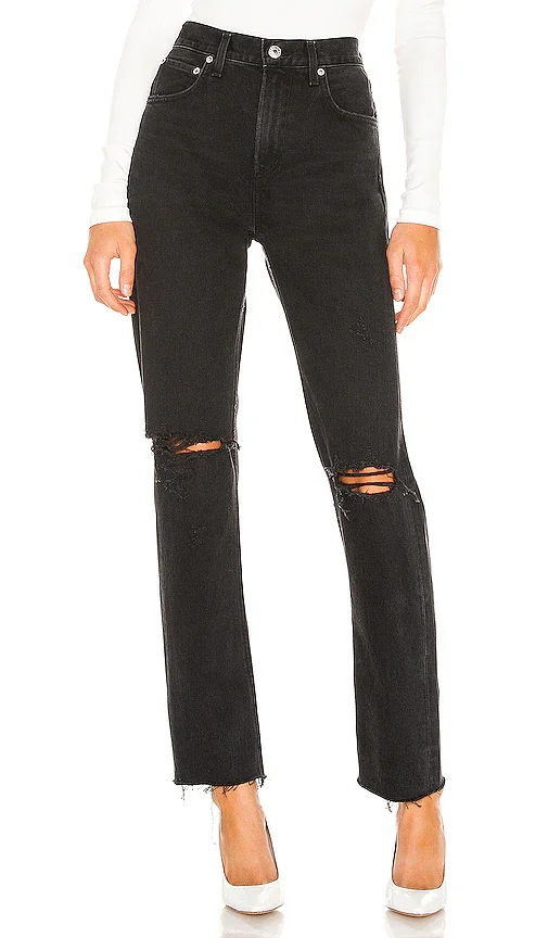High Rise Straight Jeans-Indigo Rinse