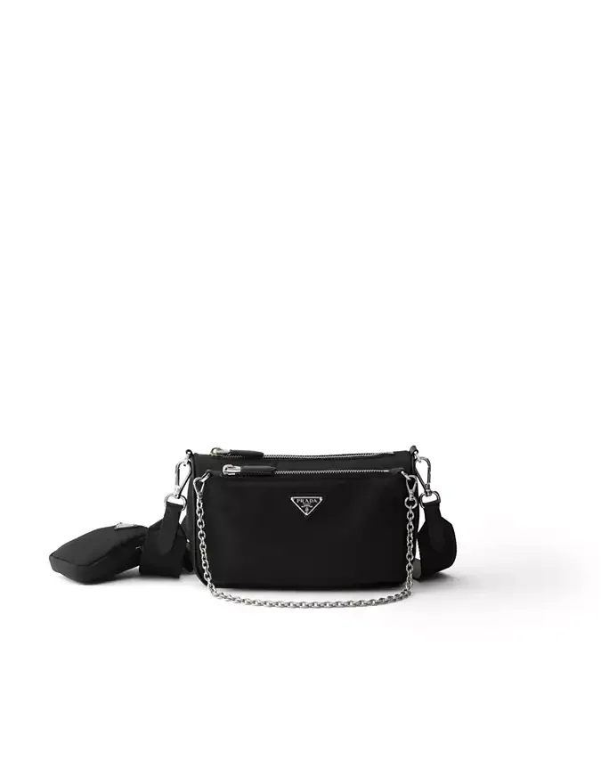 Re-Nylon and Saffiano Leather Mini Shoulder Bag