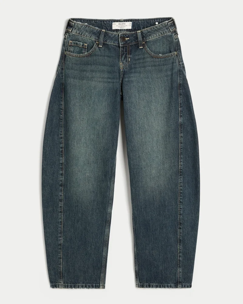 Andi Adjustable Waist Ultra Low-Rise Barrel Jeans (dark wash)