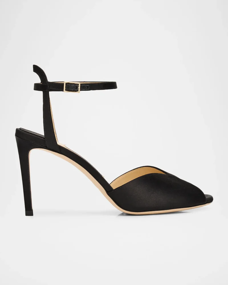 Sacora 85 Satin Ankle-Strap Sandals