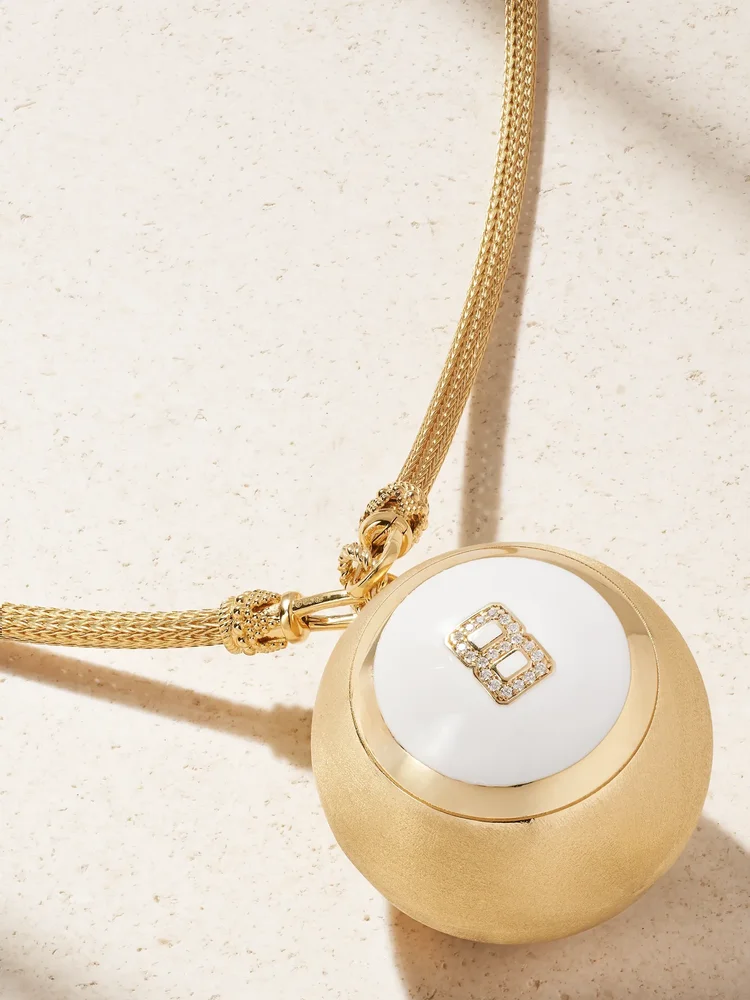 Magic Ball Indian 18-karat gold, enamel and diamond necklace