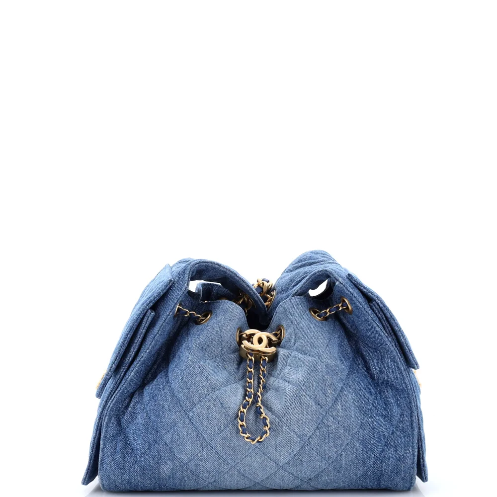 Pre-Owned 25 Hobo Bag Quilted Denim Small in Blue