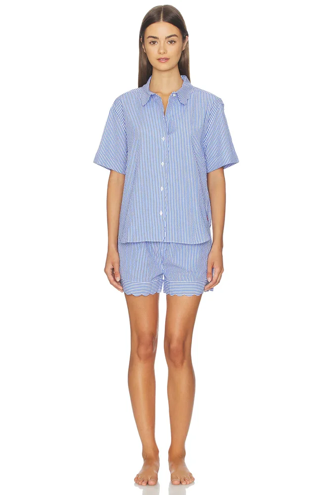 Short Sleeve Scallop Short Set