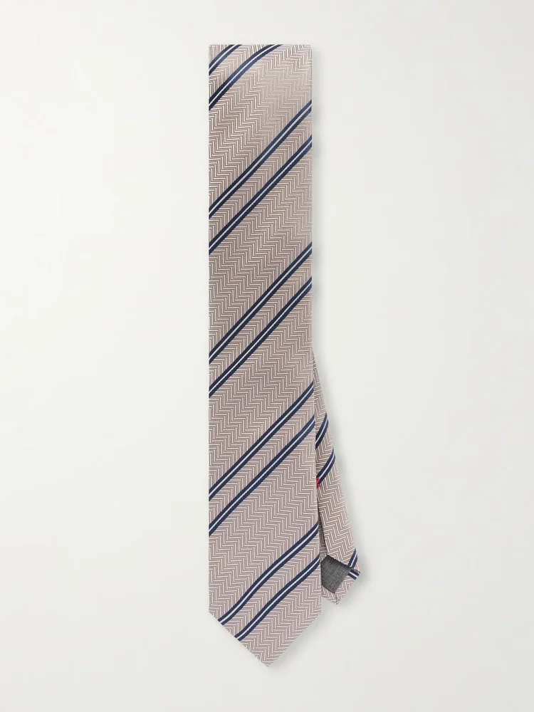 7.5cm Striped Herringbone Silk-Jacquard Tie