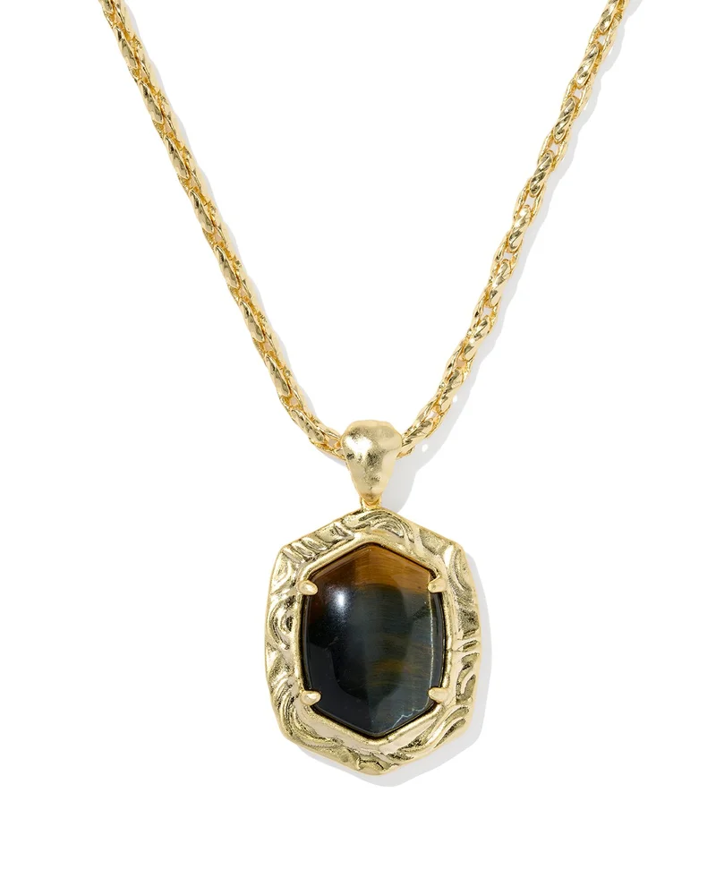 Daphne Tiger Stripe Frame Stone Pendant Necklace, 30-32"