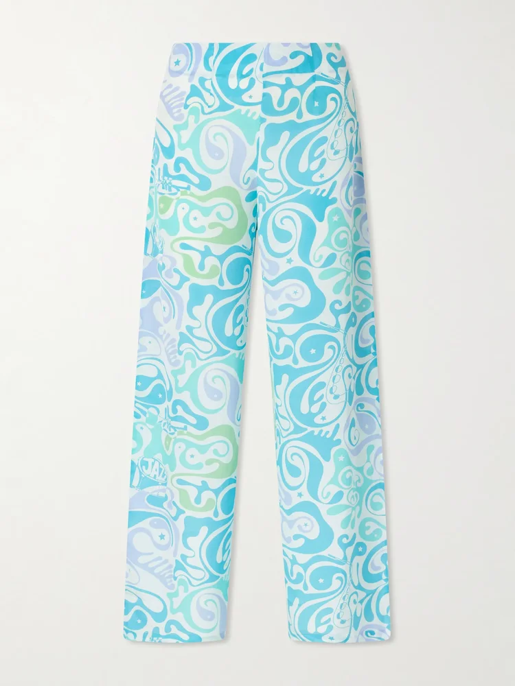 Stephan printed silk wide-leg pants