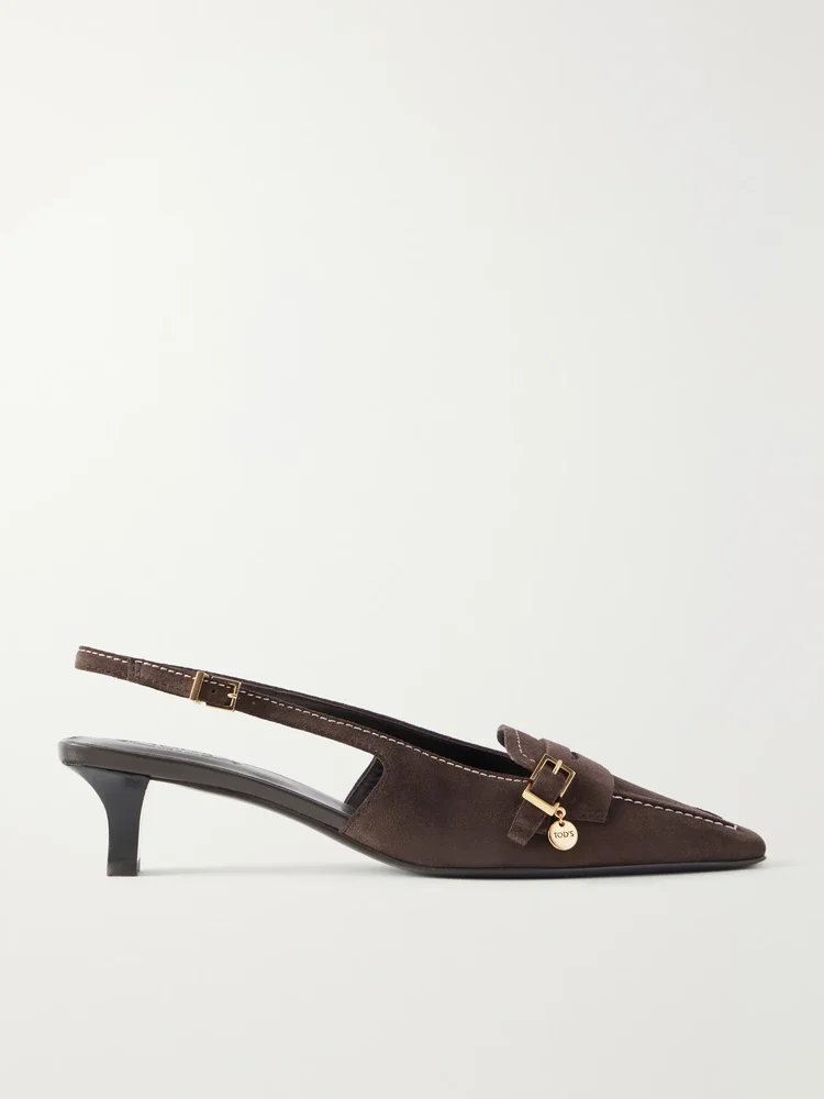 40 logo-detailed suede pumps