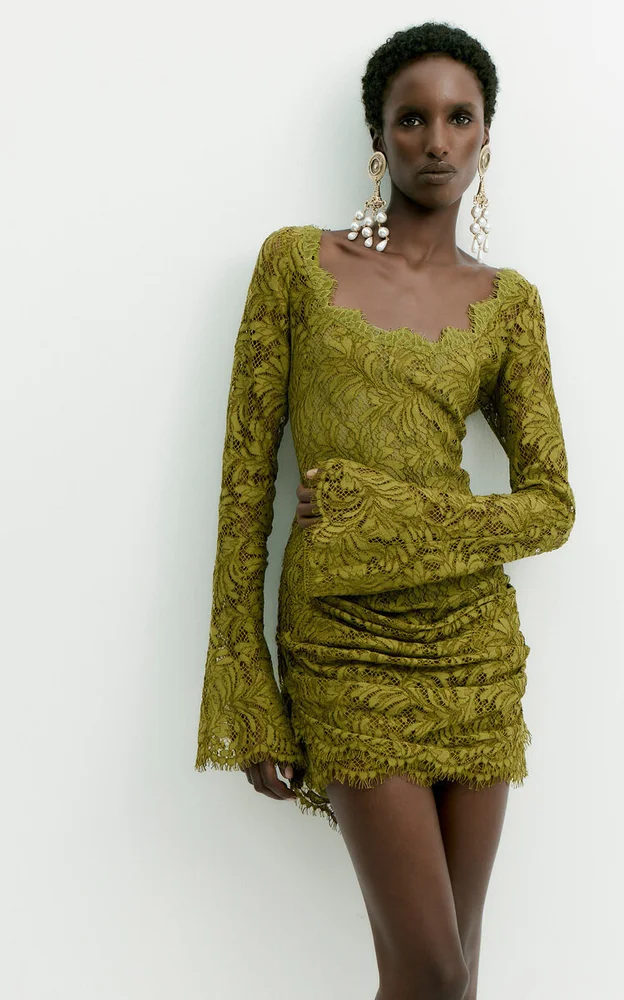 Thulite Cotton-Blend Lace Mini Dress