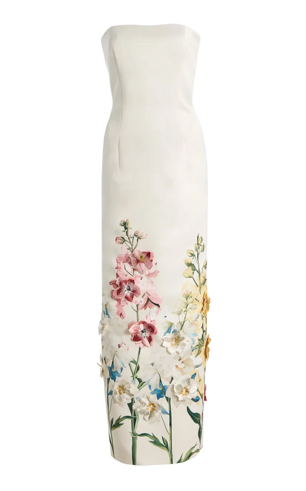 Exclusive Rayna Embroidered Satin Maxi Dress
