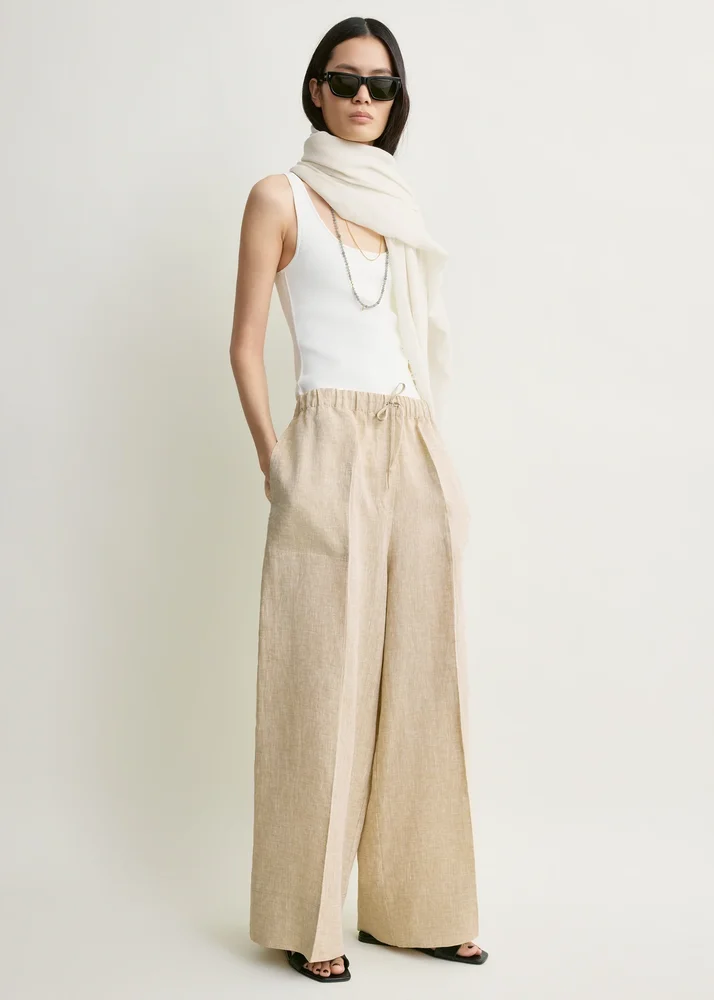 Toteme - INT Wide summer trousers natural