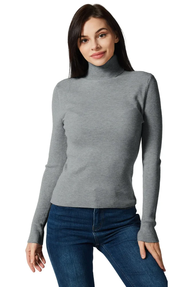 Slim Fit Ribbed Turtleneck Sweater Top