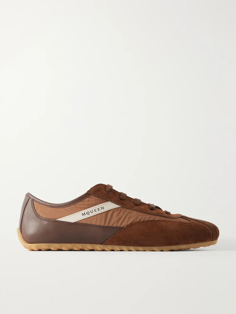 Suede-Trimmed Shell Sneakers