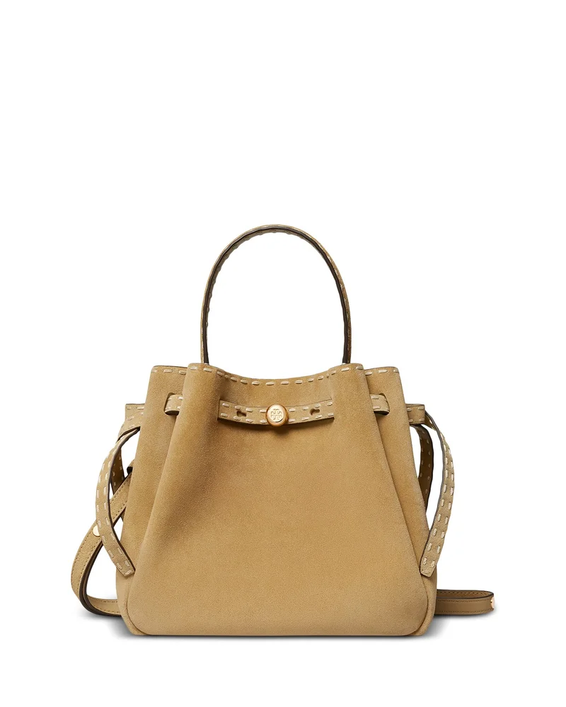 Romy Pick Stitch Suede Bucket Bag