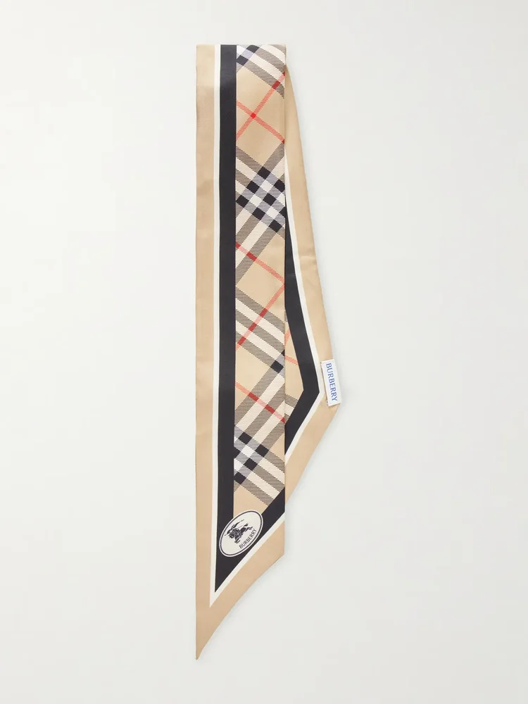 checked silk twill scarf
