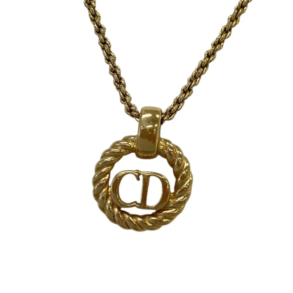 Pre-Owned Vintage Circle CD Pendant Necklace Gold