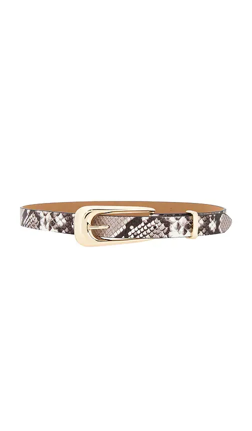 EMBLEM FAUX LEATHER BELT - TAN