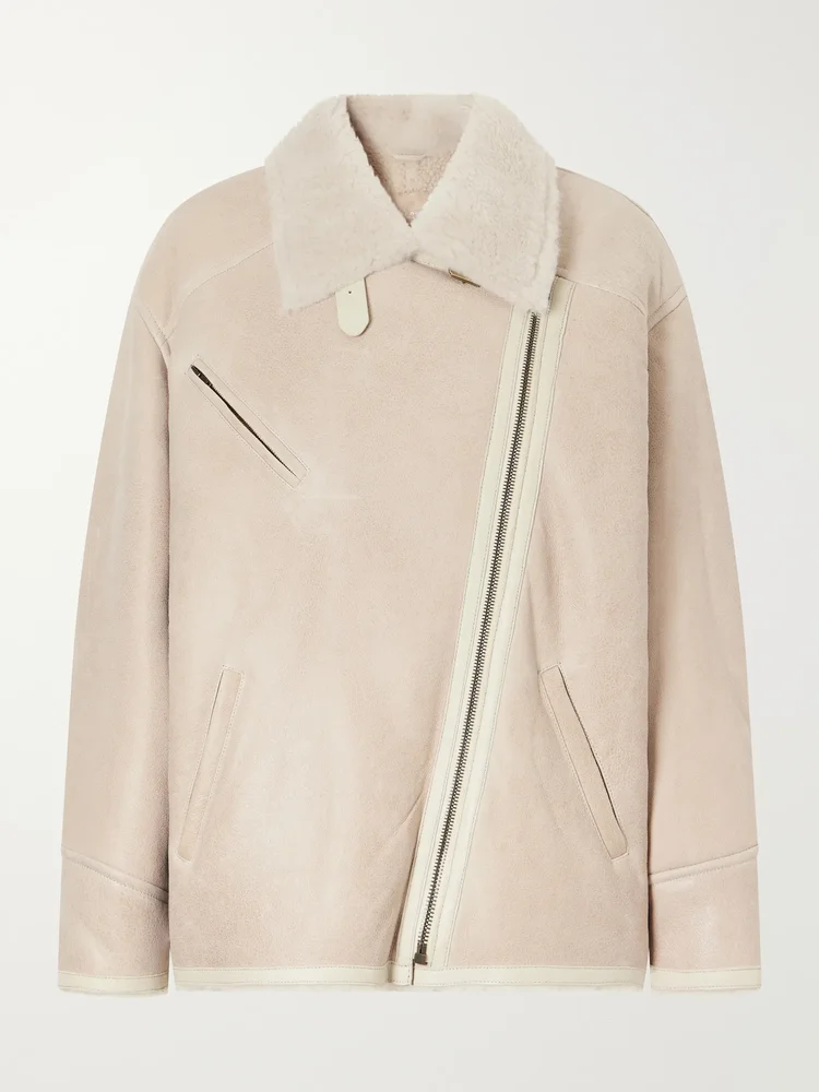 Adelina shearling-trimmed leather jacket