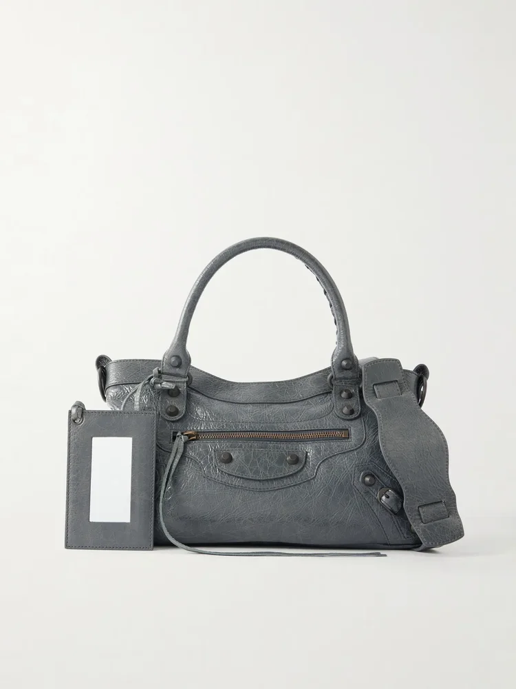 le city crinkled leather shoulder bag