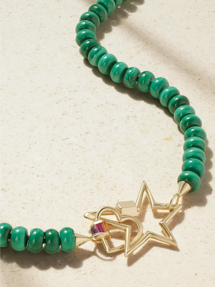 Heartlock + Starlock 14-karat gold multi-stone necklace