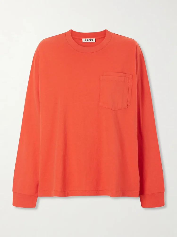 Double pocket-detail cotton T-shirt
