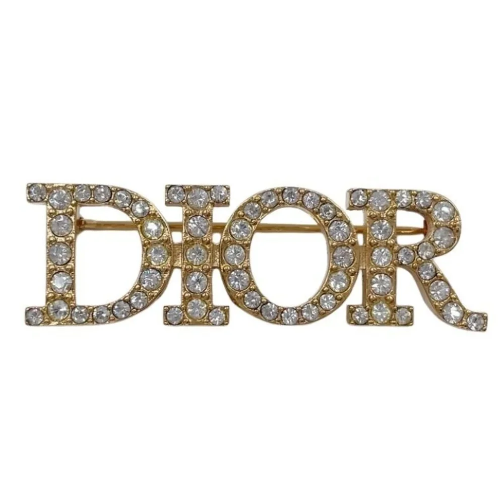 Pre-Owned Brooch Gold Metal with Rhinestone