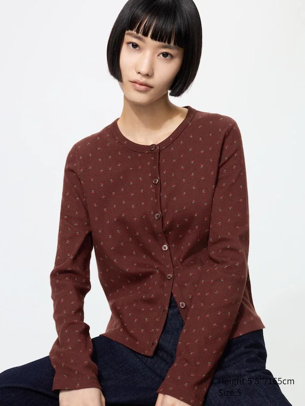 Pointelle Cardigan | Printed