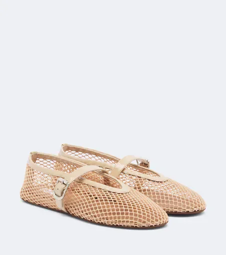 Fishnet Mary Jane flats