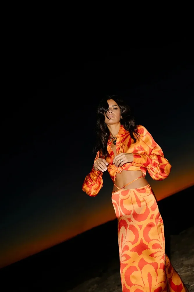 ALICIA SKIRT - ORANGE ON FIRE