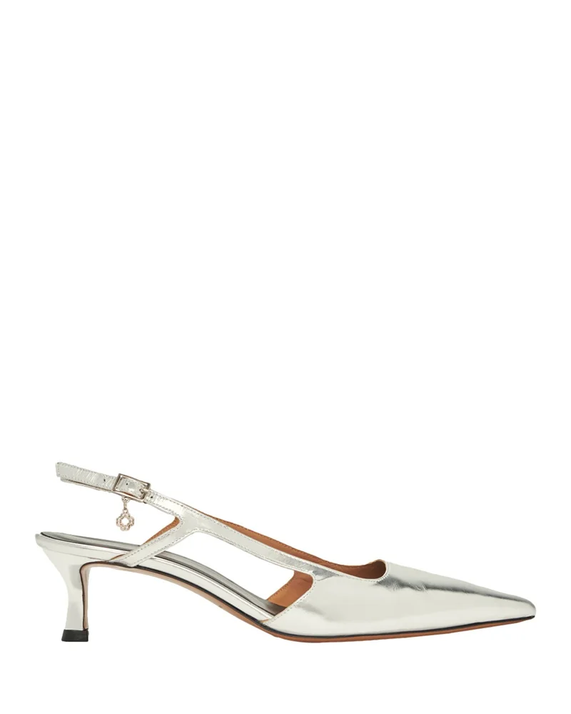 Women's Silver Leather Strappy Heels
