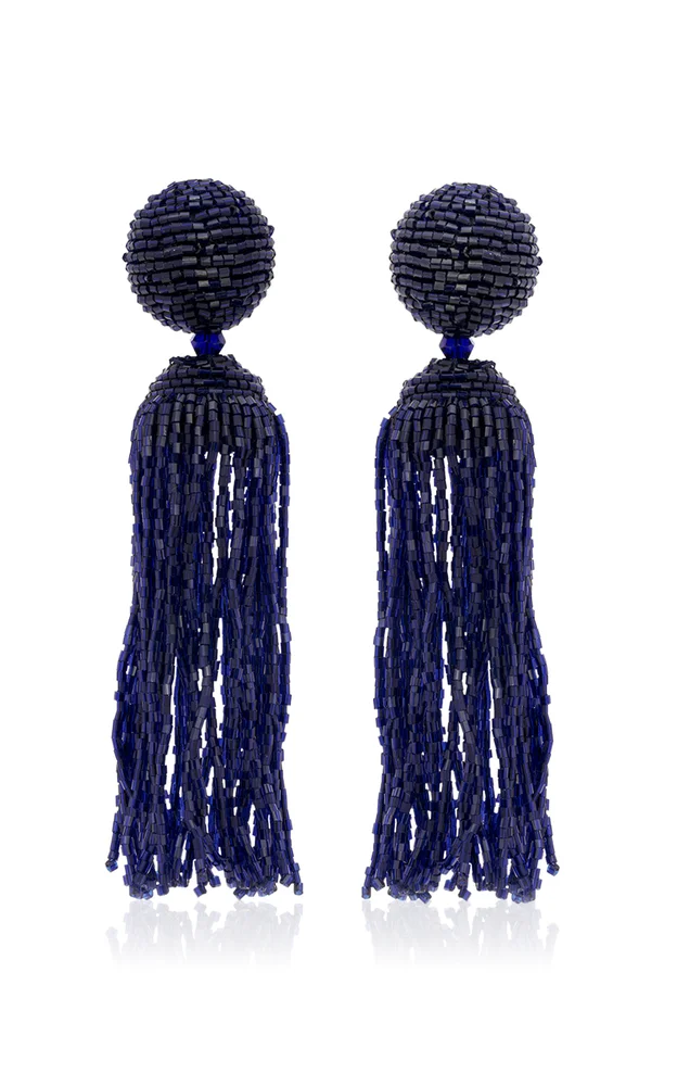 Metallic Beaded Tassel Earrings