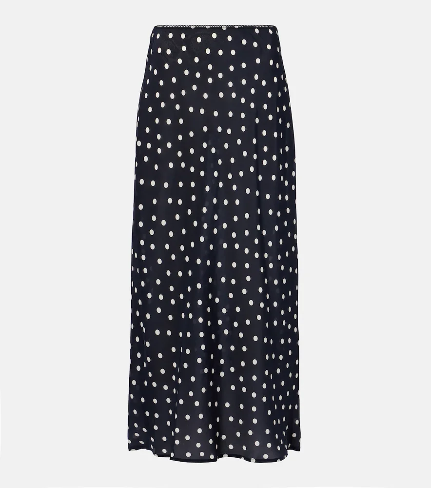 Ardith polka-dot silk midi skirt