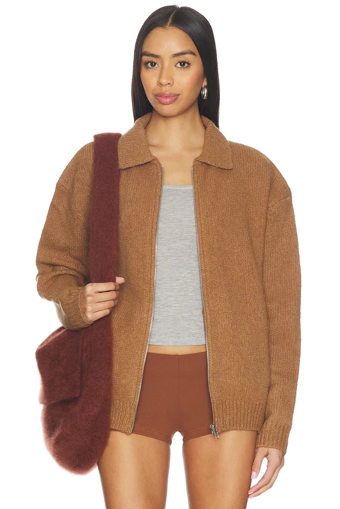 x REVOLVE Knit Zip Up Jacket With Collar