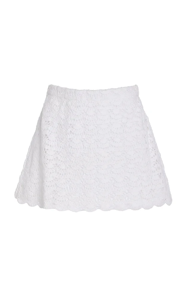 Exclusive Rosamund Crocheted Cotton Mini Skirt