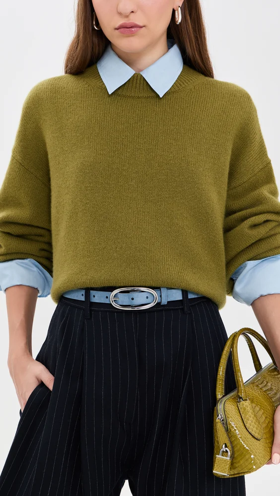 Pierced Suede Large Buckle Belt