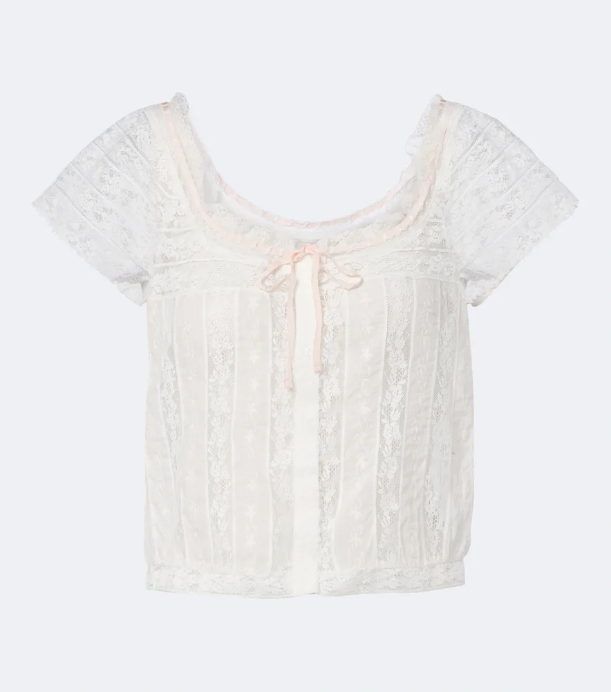 Greta embroidered lace cotton top