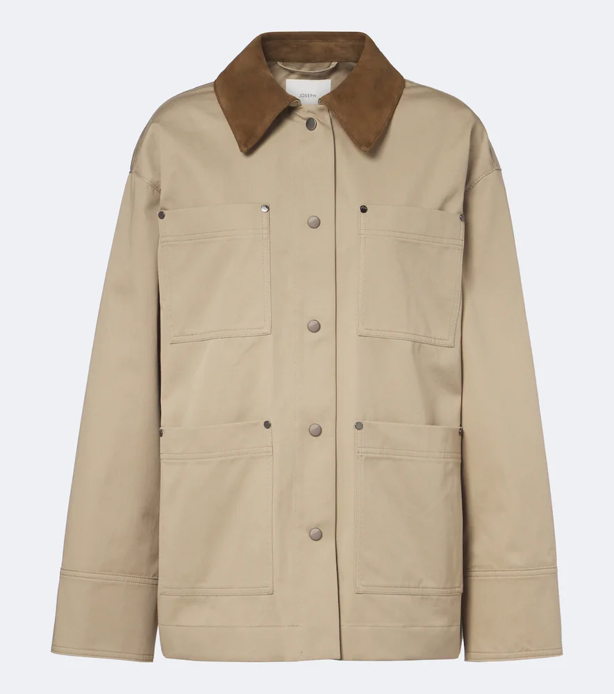Athos suede-trimmed cotton jacket