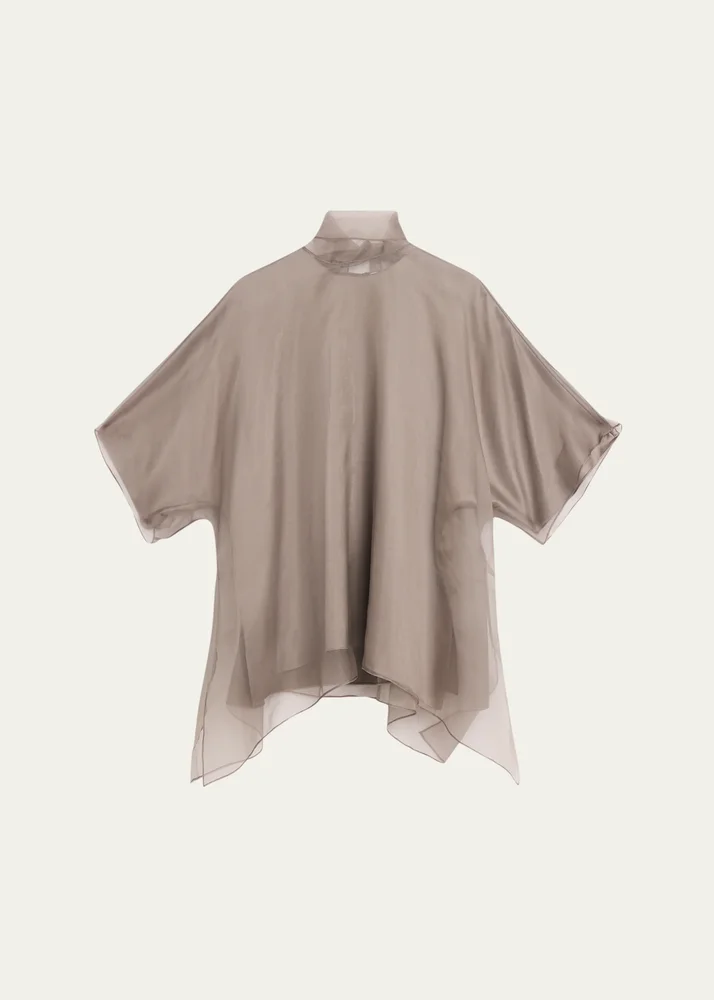 Cali Scarf-Neck Silk Organza Blouse