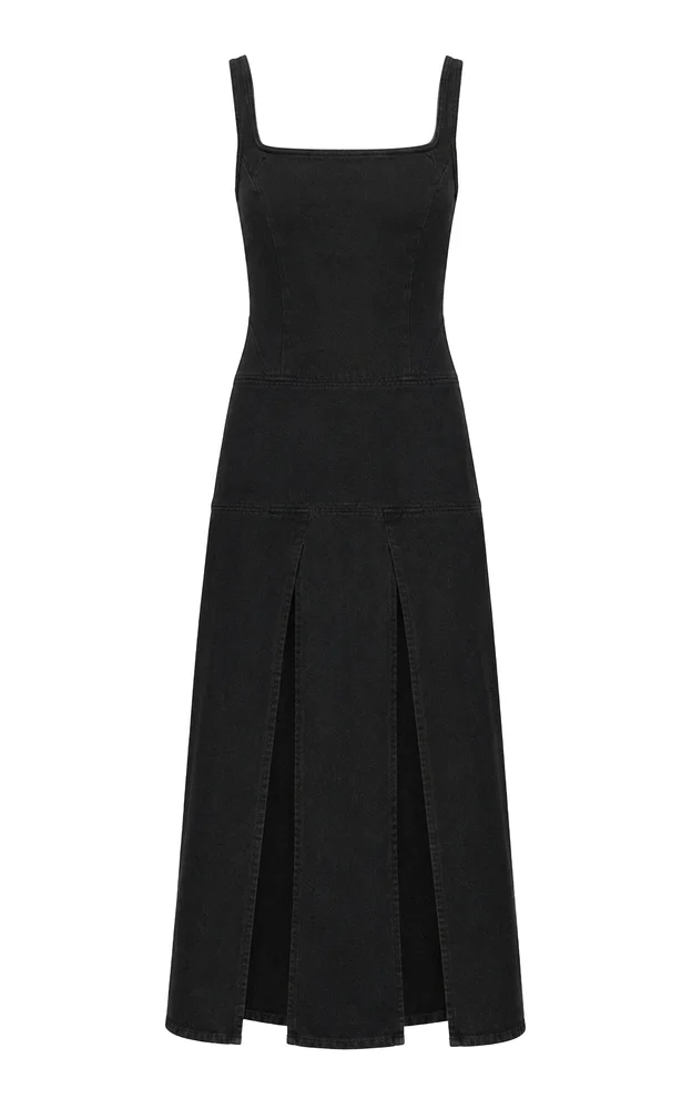 Strip Denim Maxi Dress