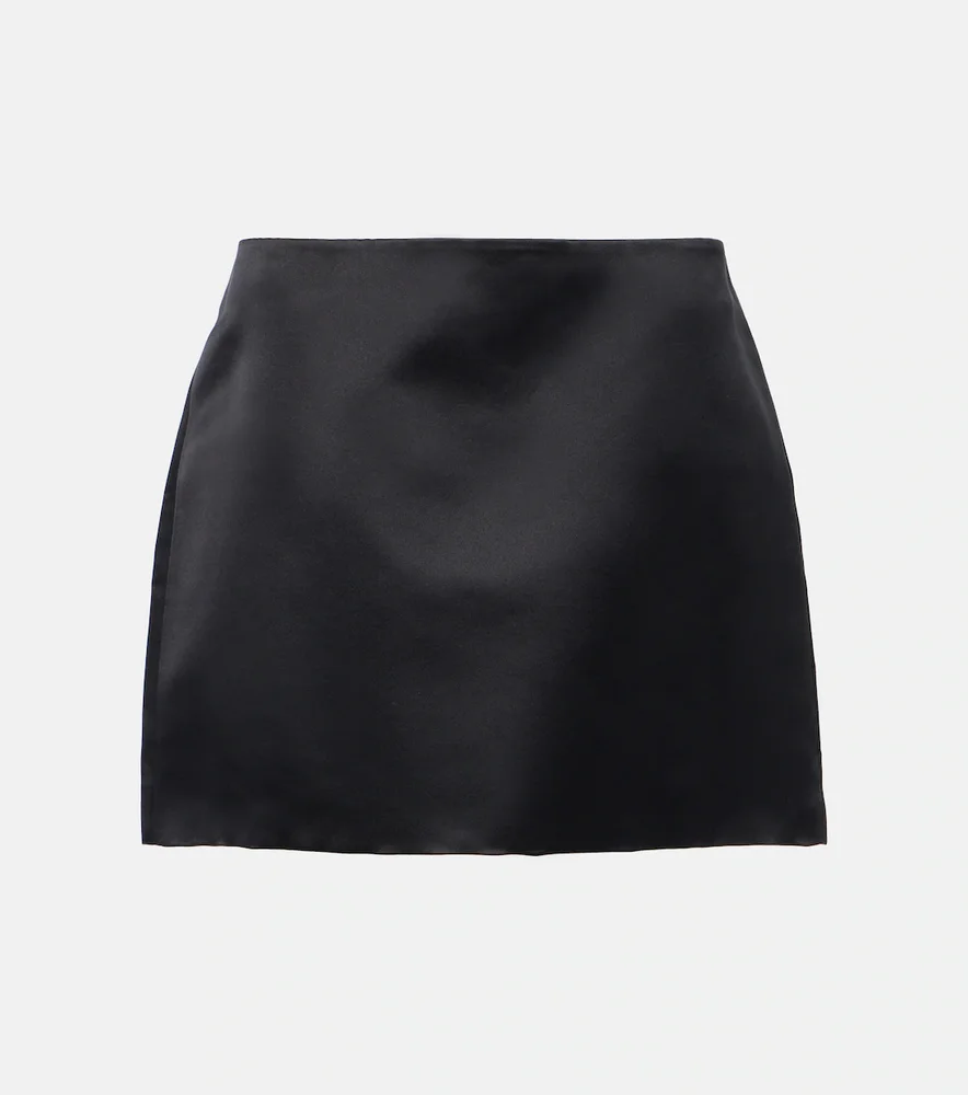 Silk satin mini skirt