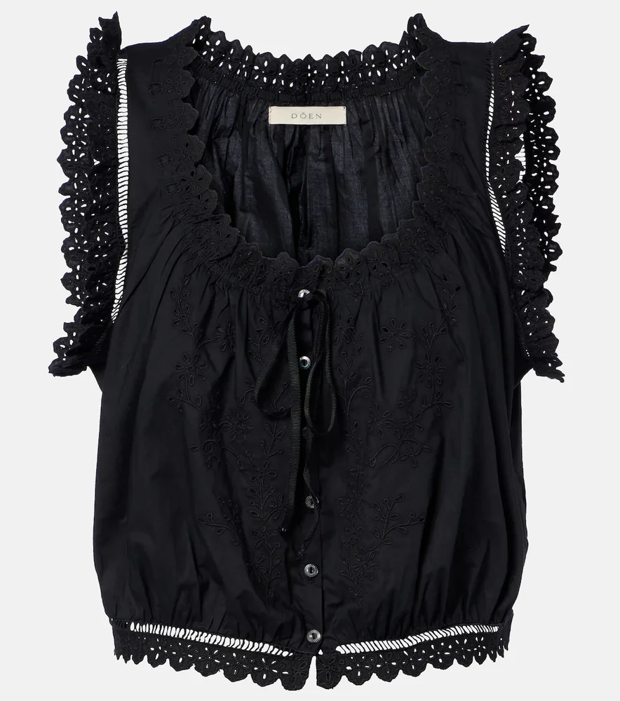 Traveler embroidered cotton top
