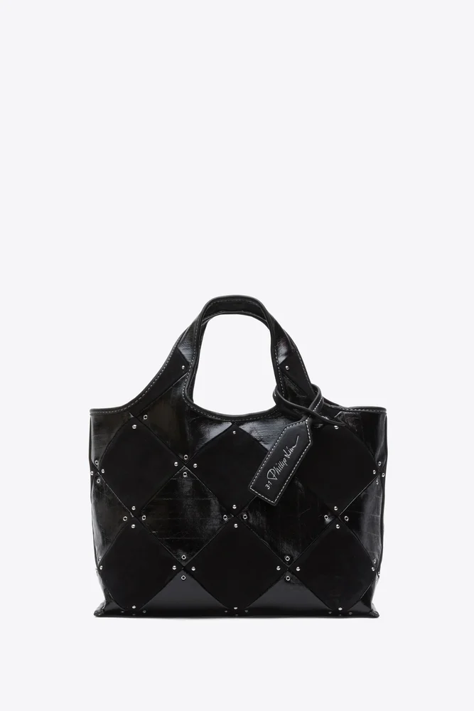Studded Patchwork Mini Market Tote