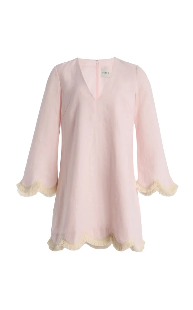 Exclusive Essie Fringed Linen Mini Kaftan