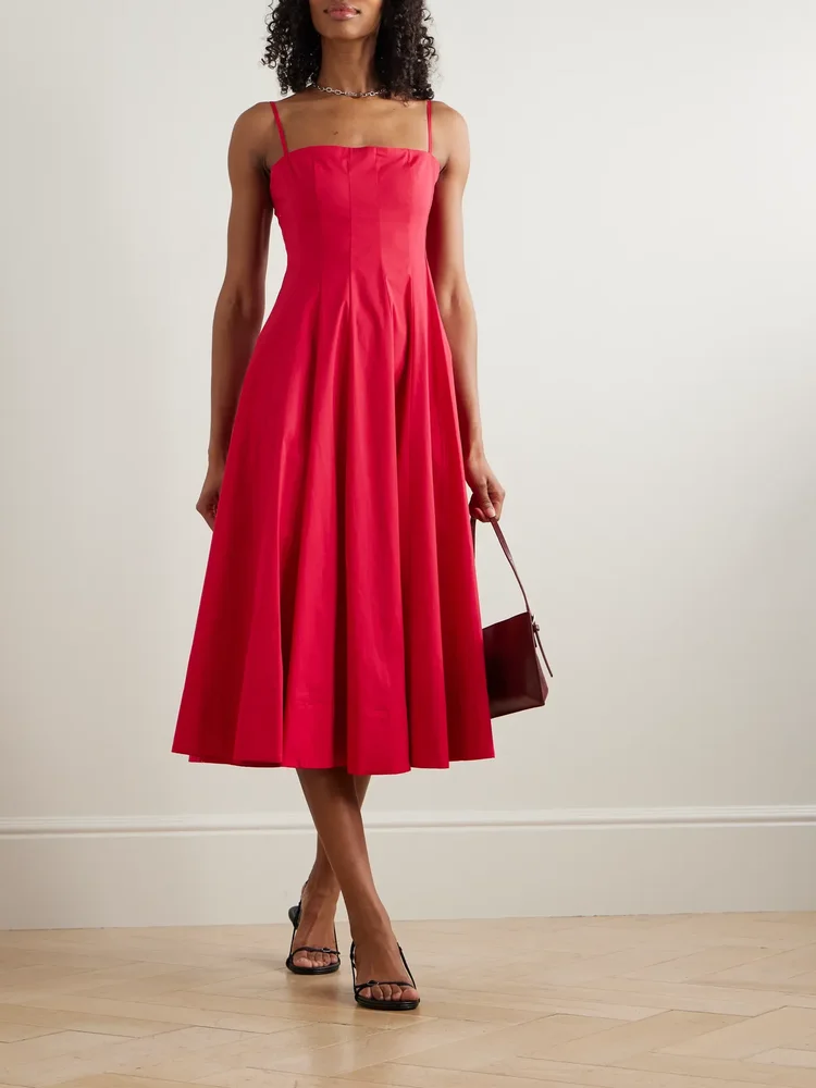 Wylie paneled cotton-blend poplin midi dress