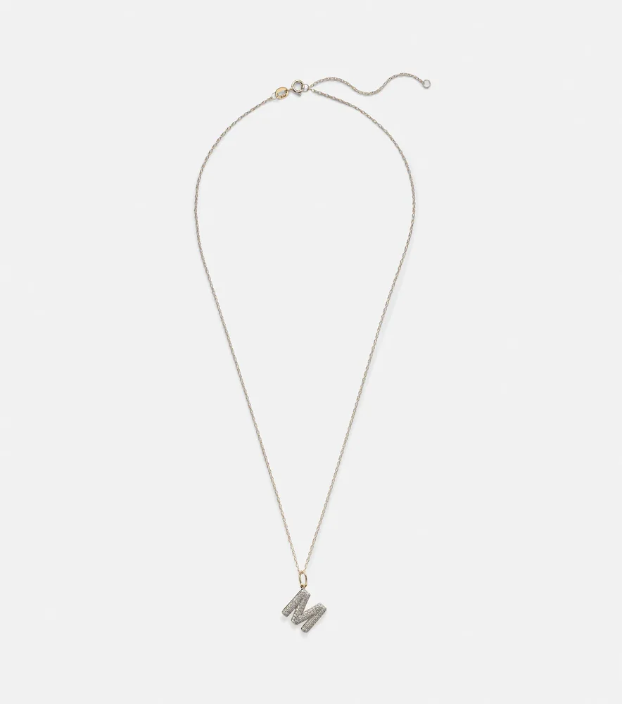 Initial 10kt gold necklace with diamonds