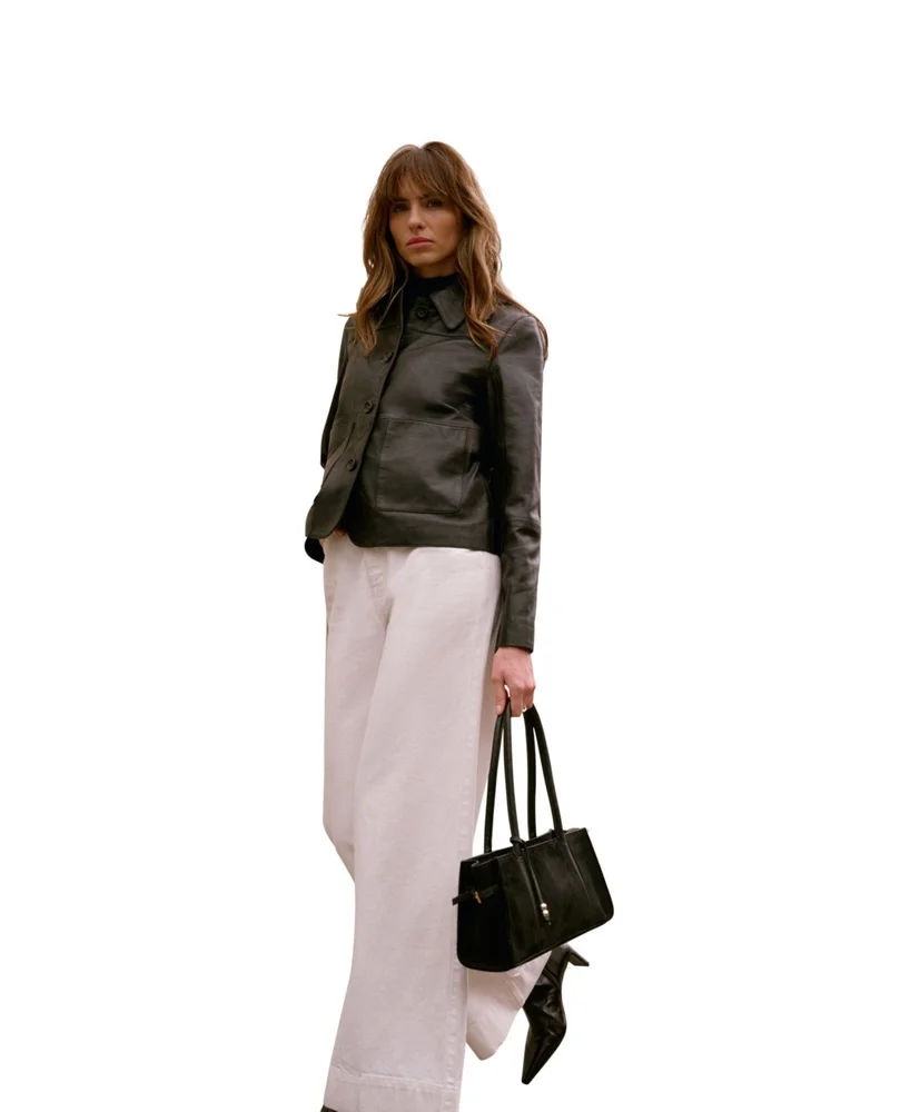 Women's Leather Pocket Detail Jacket