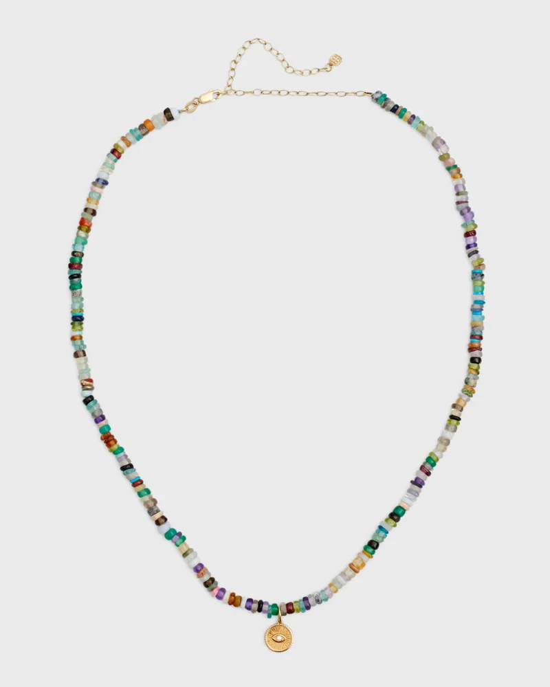 14k Evil Eye Diamond Coin Necklace