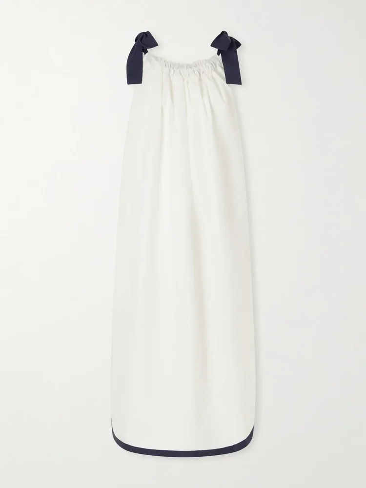 Two-tone cotton-poplin maxi dress