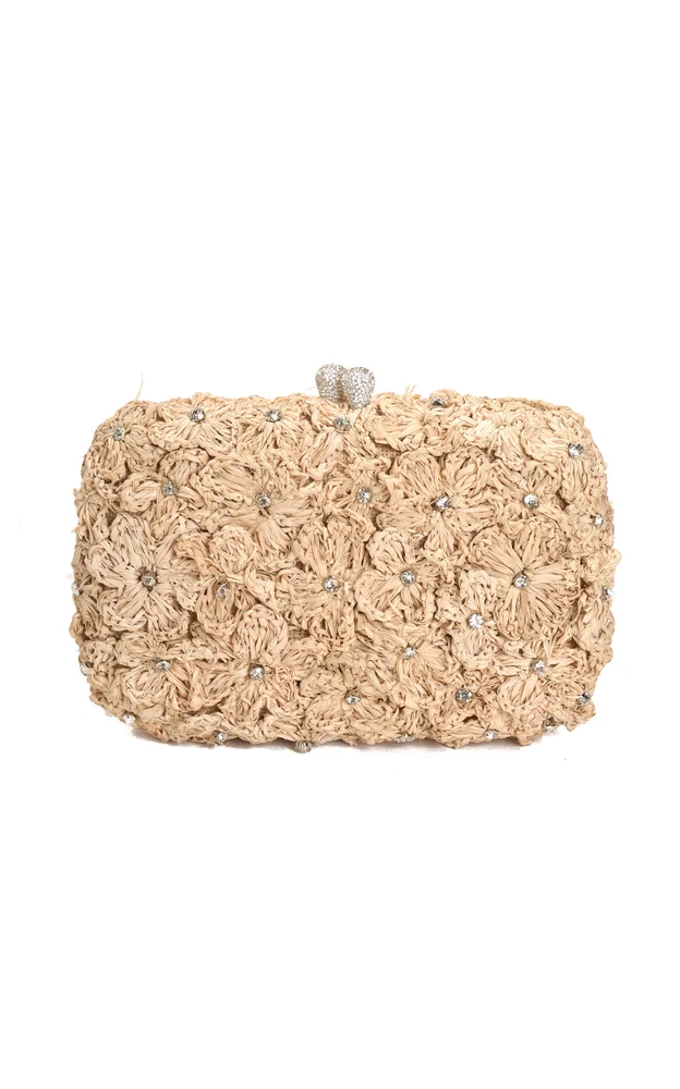 Ayana Crystal-Embellished Raffia Bag