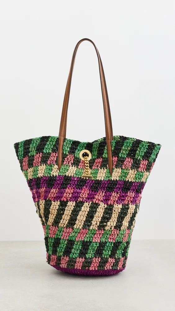 Striped Raffia Tote Bag